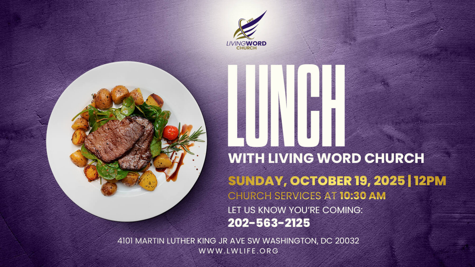 Lunch with Living Word Church on Sunday, October 19.
